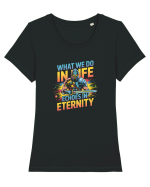 WHAT WE DO IN LIFE ECHOES IN ETERNITY- CEEA CE FACEM IN VIATA ARE ECOU 2 Tricou mânecă scurtă guler larg fitted Damă Expresser