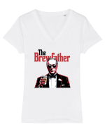 THE BREWFATHER- BARISTA BOSS - LATTE COFFEE Tricou mânecă scurtă guler V Damă Evoker
