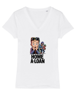 HOME A - LOAN - casa pe  credit 2 Tricou mânecă scurtă guler V Damă Evoker