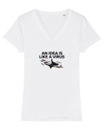 AN IDEA IS LIKE A VIRUS - O IDEE E CA UN VIRUS Tricou mânecă scurtă guler V Damă Evoker