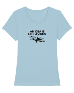 AN IDEA IS LIKE A VIRUS - O IDEE E CA UN VIRUS Tricou mânecă scurtă guler larg fitted Damă Expresser