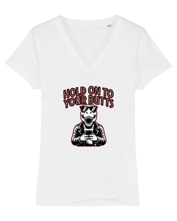 HOLD ON TO YOUR BUTTS -T - REX - dinozaur cu telefon White