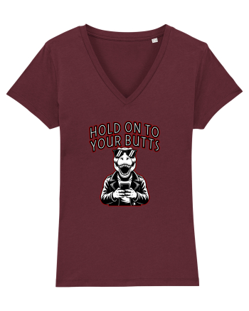 HOLD ON TO YOUR BUTTS -T - REX - dinozaur cu telefon Burgundy