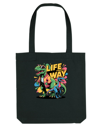 LIFE FINDS A WAY - T - REX - dinozaur  Black