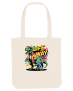 LIFE FINDS A WAY - T - REX - dinozaur  Sacoșă textilă