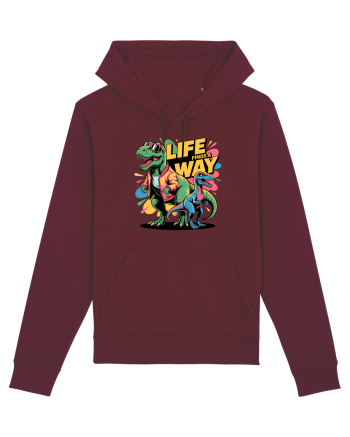 LIFE FINDS A WAY - T - REX - dinozaur  Burgundy