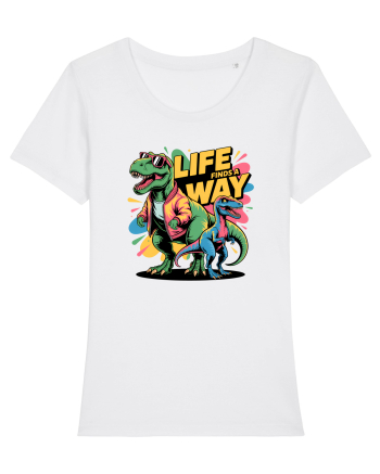 LIFE FINDS A WAY - T - REX - dinozaur  White