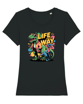 LIFE FINDS A WAY - T - REX - dinozaur  Black