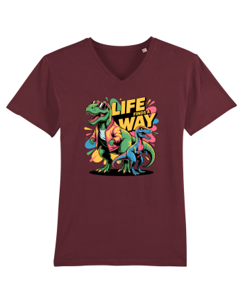 LIFE FINDS A WAY - T - REX - dinozaur  Burgundy
