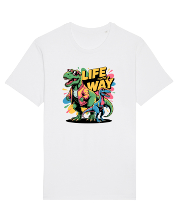 LIFE FINDS A WAY - T - REX - dinozaur  White