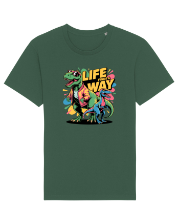 LIFE FINDS A WAY - T - REX - dinozaur  Bottle Green