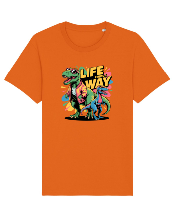 LIFE FINDS A WAY - T - REX - dinozaur  Bright Orange