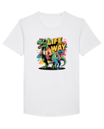 LIFE FINDS A WAY - T - REX - dinozaur  Tricou mânecă scurtă guler larg Bărbat Skater