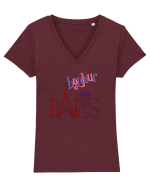 Bonjour Paris  Tricou mânecă scurtă guler V Damă Evoker