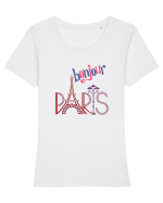 Bonjour Paris  Tricou mânecă scurtă guler larg fitted Damă Expresser