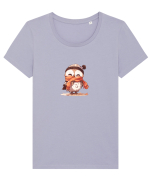 Owl-bufnita Tricou mânecă scurtă guler larg fitted Damă Expresser