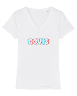 Covid  Tricou mânecă scurtă guler V Damă Evoker