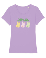 Follow the white rabbit Tricou mânecă scurtă guler larg fitted Damă Expresser