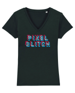 Pixel glitch  Tricou mânecă scurtă guler V Damă Evoker