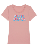 Pixel glitch  Tricou mânecă scurtă guler larg fitted Damă Expresser