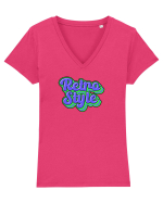 Retro style  Tricou mânecă scurtă guler V Damă Evoker