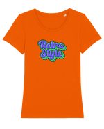 Retro style  Tricou mânecă scurtă guler larg fitted Damă Expresser
