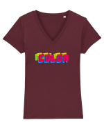Color Tricou mânecă scurtă guler V Damă Evoker