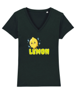 Lemon  Tricou mânecă scurtă guler V Damă Evoker