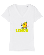 Lemon  Tricou mânecă scurtă guler V Damă Evoker