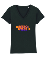Retro vibes  Tricou mânecă scurtă guler V Damă Evoker