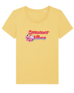 Summer vibes  Tricou mânecă scurtă guler larg fitted Damă Expresser