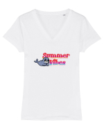 Summer vibes  Tricou mânecă scurtă guler V Damă Evoker