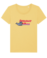Summer vibes  Tricou mânecă scurtă guler larg fitted Damă Expresser