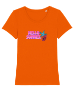 Hello summer Tricou mânecă scurtă guler larg fitted Damă Expresser