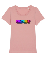Repeat  Tricou mânecă scurtă guler larg fitted Damă Expresser