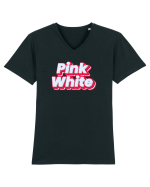 Pink white  Tricou mânecă scurtă guler V Bărbat Presenter