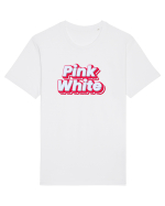Pink white  Tricou mânecă scurtă Unisex Rocker