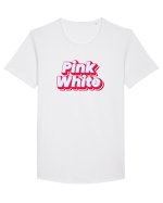 Pink white  Tricou mânecă scurtă guler larg Bărbat Skater
