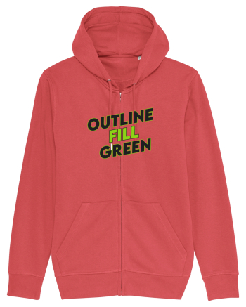 Outline fill green  Carmine Red