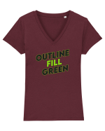 Outline fill green  Tricou mânecă scurtă guler V Damă Evoker