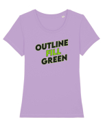 Outline fill green  Tricou mânecă scurtă guler larg fitted Damă Expresser