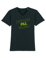 Outline fill green  Tricou mânecă scurtă guler V Bărbat Presenter