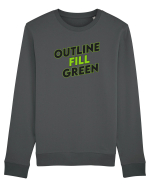 Outline fill green  Bluză mânecă lungă Unisex Rise