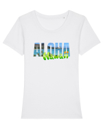 Aloha Hawaii  Tricou mânecă scurtă guler larg fitted Damă Expresser