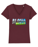 Aloha Hawaii  Tricou mânecă scurtă guler V Damă Evoker