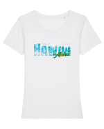 Hawaii  Tricou mânecă scurtă guler larg fitted Damă Expresser