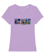 Hawaii  Tricou mânecă scurtă guler larg fitted Damă Expresser