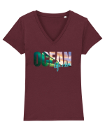 Ocean  Tricou mânecă scurtă guler V Damă Evoker