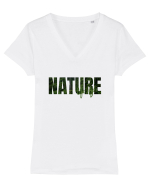 Nature  Tricou mânecă scurtă guler V Damă Evoker