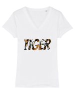 Tiger Tricou mânecă scurtă guler V Damă Evoker